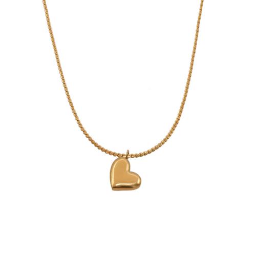 304 Edelstahl Halskette, mit Titanstahl, mit Verlängerungskettchen von 2inch, Herz, goldfarben plattiert, Modeschmuck & für Frau, Länge:ca. 16.5 ZollInch, verkauft von PC