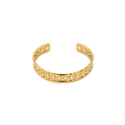 304 Stainless Steel Cuff Bangle, gold color plated, for woman & hollow, Inner Diameter:Approx 60mm, Sold By PC