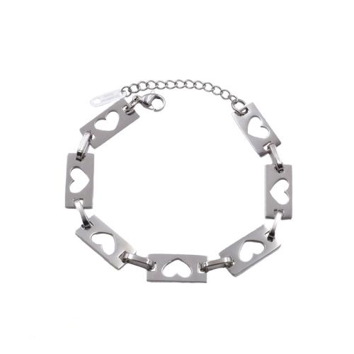 304 Stainless Steel Bracelet Heart plated for woman & hollow Sold By PC