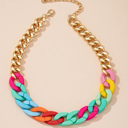 Zinc Alloy Jewelry Necklace with 5cm extender chain gold color plated fashion jewelry & for woman multi-colored Length Approx 40 cm Sold By PC