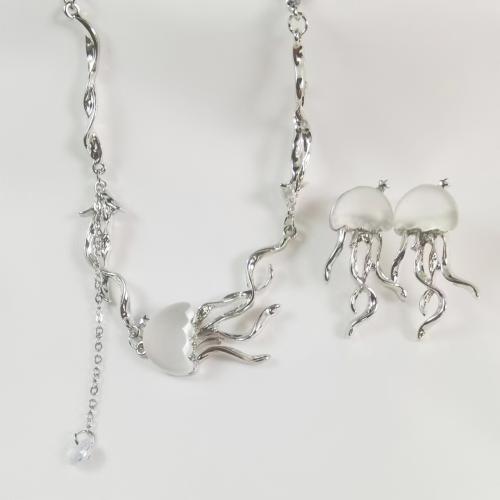 Zink Alloy Jewelry Sets, mode smycken & olika stilar för val & för kvinna, silver, Längd Ca 45 cm, Säljs av PC