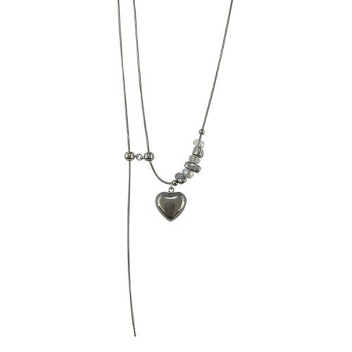 Colar de aço titânio, Partículas de aço, with 8cm extender chain, joias de moda & para mulher, cor original, comprimento Aprox 40 cm, vendido por PC