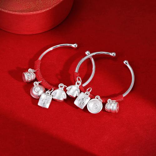 Children Bracelet & Bangle, 925 Sterling Silver, fashion jewelry, Inner Diameter:Approx 44mm, Sold By Pair
