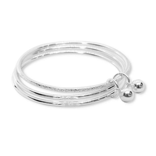 925 Sterling Silver Bangle Bracelet, three layers & fashion jewelry & for woman, Inner Diameter:Approx 58mm, Sold By PC