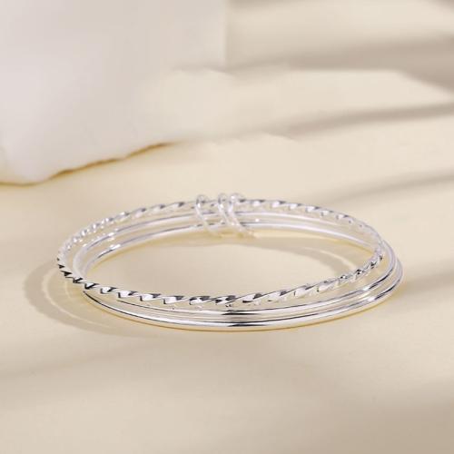 925 Sterling Silver Bangle Bracelet three layers & fashion jewelry & for woman Inner Approx 58mm Sold By PC