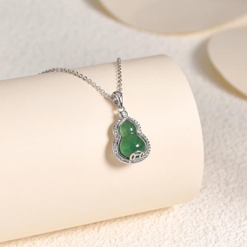 Cubic Zirconia Micro Pave 925 Sterling Silver Pendant with Chalcedony Calabash DIY & micro pave cubic zirconia Sold By PC