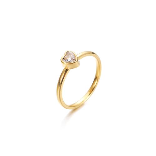 Stal nierdzewna Rhinestone Ring Finger, Stal nierdzewna 304, różnej wielkości do wyboru & dla kobiety & z kamieniem, złoty, sprzedane przez PC