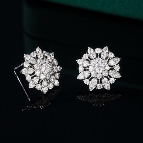 Cubic Zirconia Micro Pave Brass Earring fashion jewelry & micro pave cubic zirconia & for woman 15mm Sold By Pair