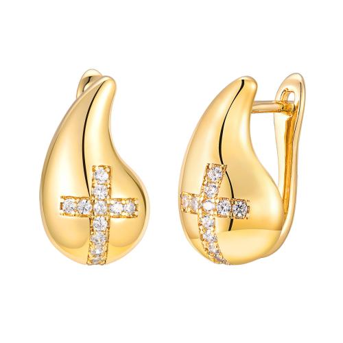 Cubic Zirconia Micro Pave Brass Earring 18K gold plated fashion jewelry & micro pave cubic zirconia & for woman golden Sold By PC