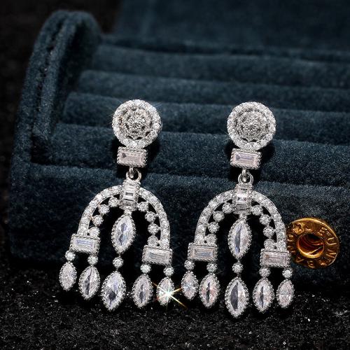 Cubic Zirconia Micro Pave Brass Earring fashion jewelry & micro pave cubic zirconia & for woman 36mm Sold By Pair