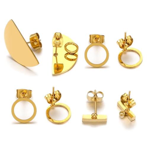 Stainless Steel Earring Stud Component, 304 Stainless Steel, DIY & different styles for choice, golden, 10PCs/Bag, Sold By Bag
