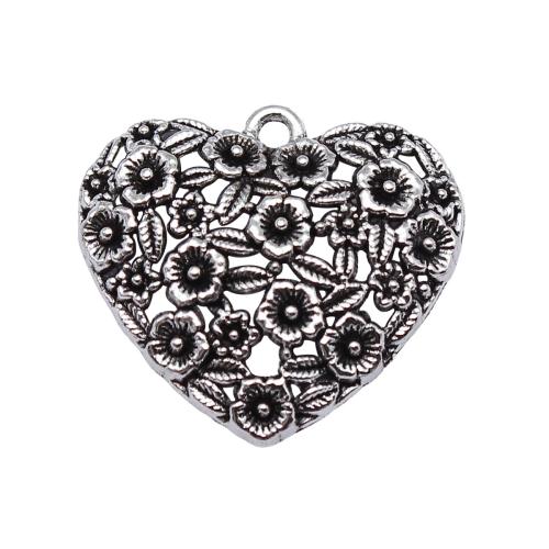 Tibetan Style Heart Pendants, antique silver color plated, DIY, 24x26mm, Sold By PC