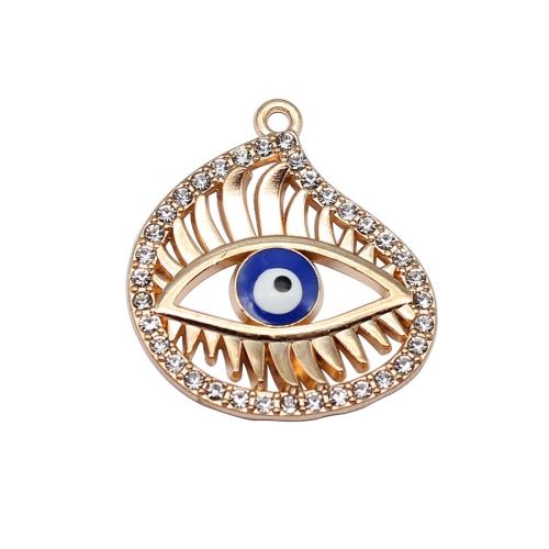 Evil Eye Pendants Zinc Alloy Teardrop gold color plated DIY & enamel & with rhinestone Sold By PC