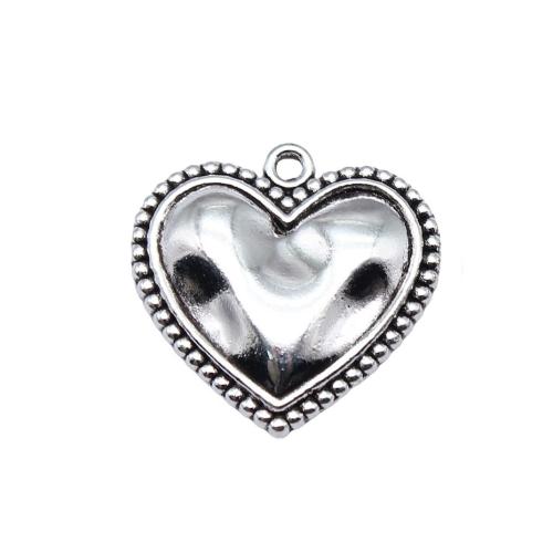 Подвеска- сердце из цинкового сплава, цинковый сплав, Сердце, плакированный цветом под старое серебро, DIY, 21x21mm, продается PC