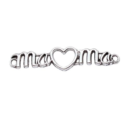 Zinc Alloy Connector Alphabet Letter antique silver color plated DIY & 1/1 loop Sold By PC
