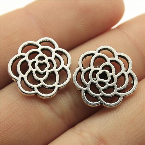 Tibetan Style Flower Pendants, plated, DIY & hollow, more colors for choice, 16x16mm, Sold By PC
