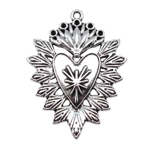 Tibetan Style Heart Pendants, antique silver color plated, DIY, 44x33mm, Sold By PC