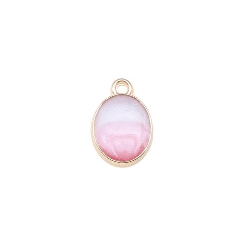 Tibetan Style Pendants, Oval, gold color plated, DIY, pink, 15x10mm, Sold By PC