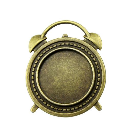 Tibetan Style Pendant Cabochon Setting, Clock, antique bronze color plated, DIY, inner size:20mm, Sold By PC