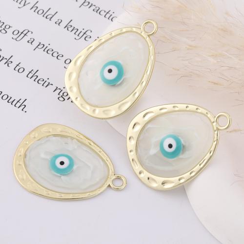 Evil Eye Pendants, Tibetan Style, with Resin, gold color plated, DIY & evil eye pattern & enamel, more colors for choice, nickel, lead & cadmium free, 39x28mm, 10PCs/Bag, Sold By Bag