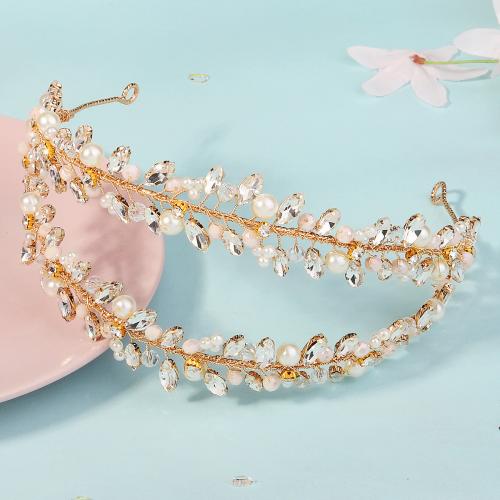 Hair Bands Zinc Alloy with Plastic Pearl gold color plated & for woman & with rhinestone nickel lead & cadmium free Sold By PC