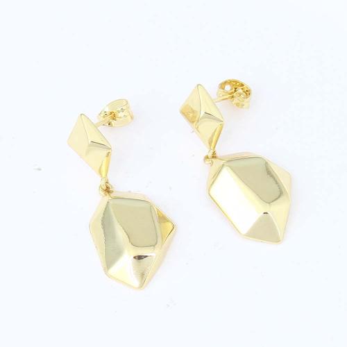 Brass Drop Earring, gold color plated, for woman, nickel, lead & cadmium free, 22.60x21x3.70mm, Sold By Pair
