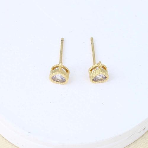 Cubic Zirconia Micro Pave Brass Earring, gold color plated, micro pave cubic zirconia & for woman, nickel, lead & cadmium free, 17.60x16.70x5mm, Sold By Pair