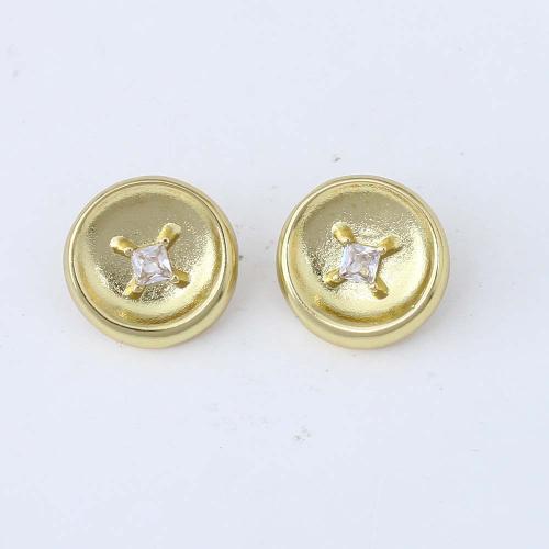 Cubic Zirconia Micro Pave Brass Earring, Round, gold color plated, micro pave cubic zirconia & for woman, nickel, lead & cadmium free, 32.90x27.10x9.80mm, Sold By Pair
