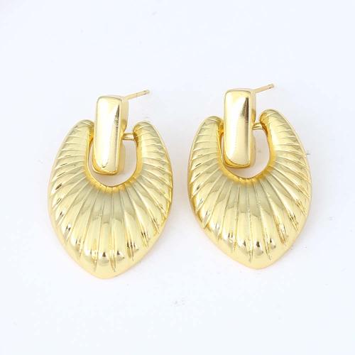 Messing Tropfen Ohrringe, goldfarben plattiert, für Frau, frei von Nickel, Blei & Kadmium, 38.60x23.30x5mm, verkauft von Paar