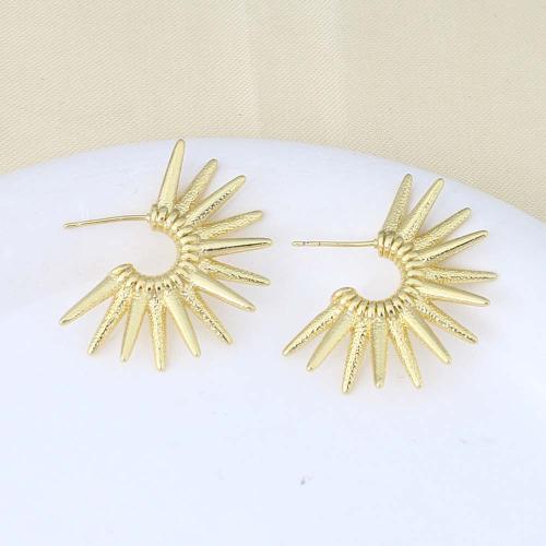 Brass Stud Earring, gold color plated, for woman, nickel, lead & cadmium free, 44.50x36x5.30mm, Sold By Pair