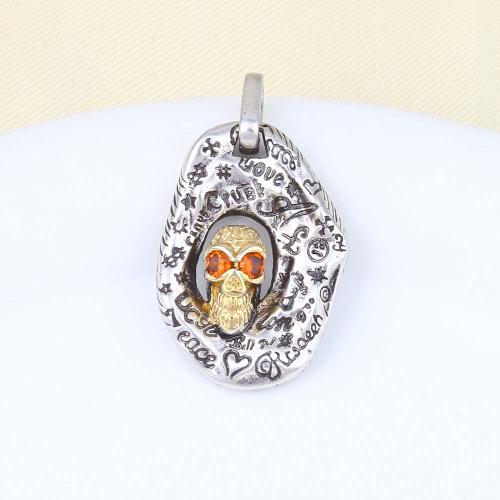 Cubic Zirconia Micro Pave Brass Pendant Skull plated DIY & micro pave cubic zirconia mixed colors nickel lead & cadmium free Sold By PC