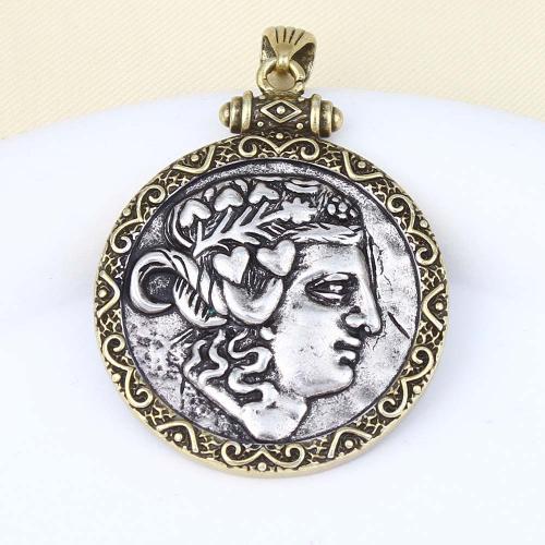 Brass Jewelry Pendants Round plated DIY mixed colors nickel lead & cadmium free Sold By PC