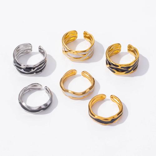 Enamel Stainless Steel Finger Ring, 304 Stainless Steel, plated, fashion jewelry & different designs for choice, more colors for choice, Sold By PC