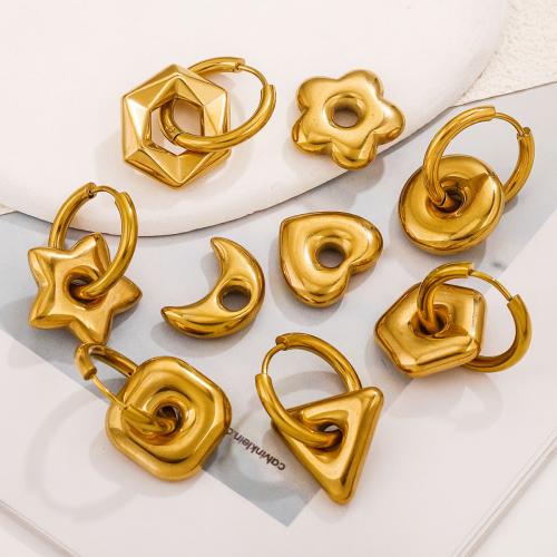 Stainless Steel Drop Earring, 304 Stainless Steel, gold color plated, fashion jewelry & different designs for choice, golden, Sold By Pair
