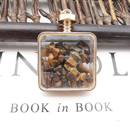 Glass Zinc Alloy Pendant with Natural Stone & Glass plated DIY nickel lead & cadmium free Sold By PC