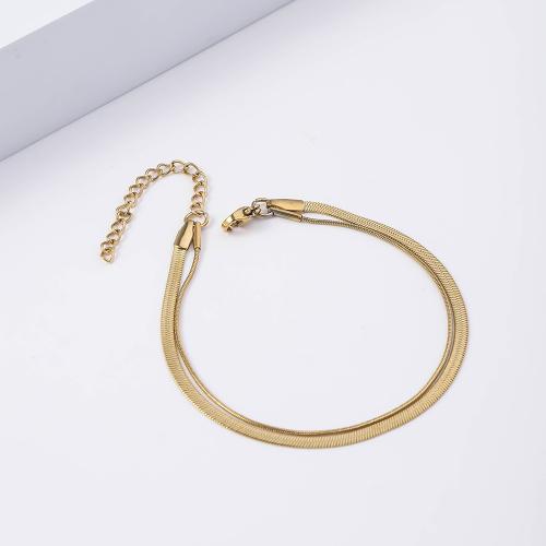 Stainless Steel Jewelry Bracelet, 304 Stainless Steel, with 5cm extender chain, gold color plated, fashion jewelry, golden, Length:17 cm, Sold By PC