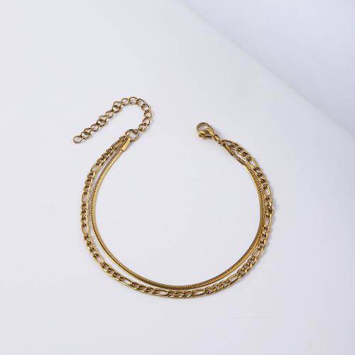 Stainless Steel Jewelry Bracelet, 304 Stainless Steel, with 5cm extender chain, plated, fashion jewelry, golden, Length:17 cm, Sold By PC