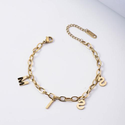 Bijoux bracelet en acier inoxydable, Acier inoxydable 304, avec 5cm chaînes de rallonge, Placage, bijoux de mode, doré, Longueur 17 cm, Vendu par PC