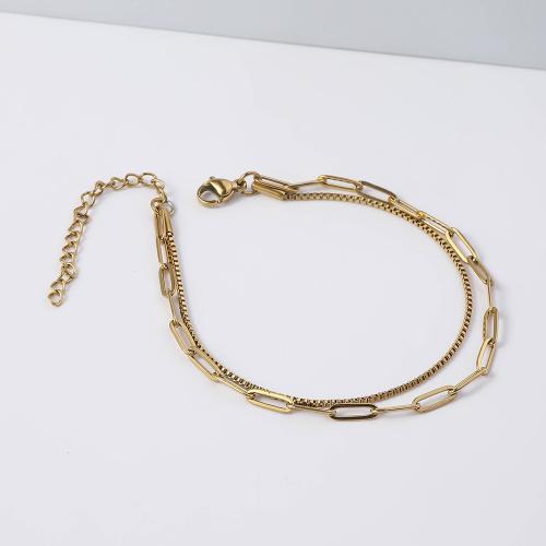 Pulseira  de jóias de aço inox, Aço inoxidável 304, with 5cm extender chain, banhado, joias de moda, dourado, comprimento 18 cm, vendido por PC
