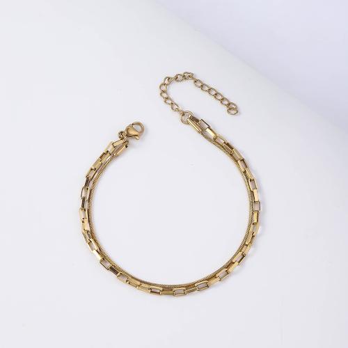 Stainless Steel Jewelry Bracelet 304 Stainless Steel with 5cm extender chain plated fashion jewelry golden Length 17 cm Sold By PC