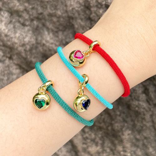 Brass Bracelet & Bangle, Nylon Cord, with Brass, gold color plated, fashion jewelry, more colors for choice, Sold By PC