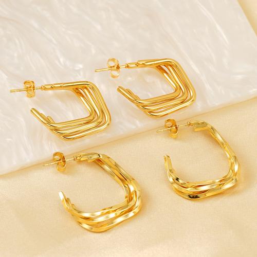 Edelstahl Ohrringe, 304 Edelstahl, 18K vergoldet, Modeschmuck & verschiedene Stile für Wahl & für Frau, verkauft von Paar