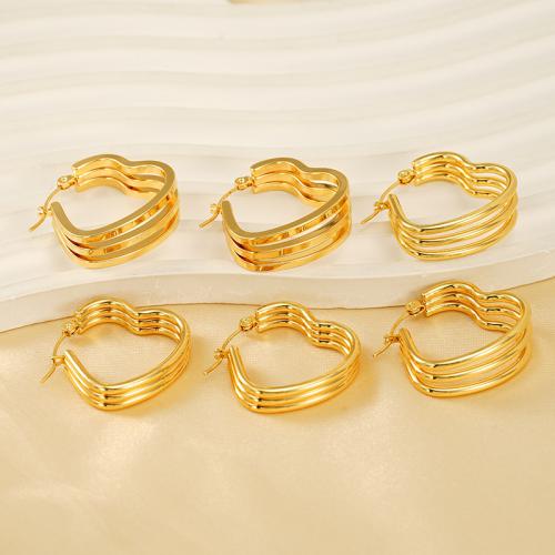 Stainless Steel Lever Back Earring 304 Stainless Steel Heart 18K gold plated fashion jewelry & for woman Sold By Pair