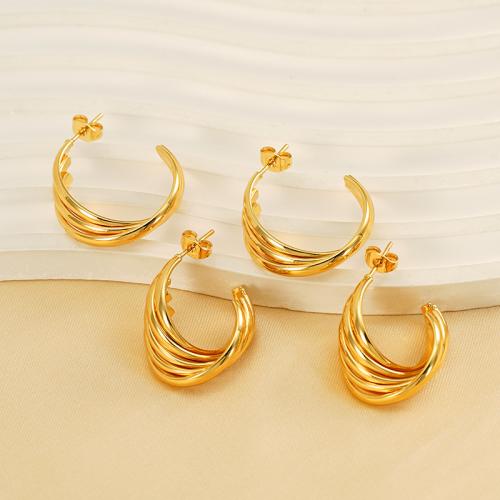 Stainless Steel Stud Earrings, 304 Stainless Steel, 18K gold plated, fashion jewelry & different styles for choice & for woman, Sold By Pair