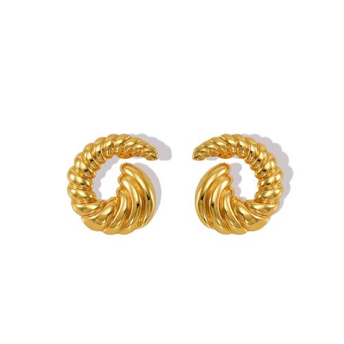 Stainless Steel Stud Earrings 304 Stainless Steel Horn 18K gold plated fashion jewelry & for woman Sold By Pair