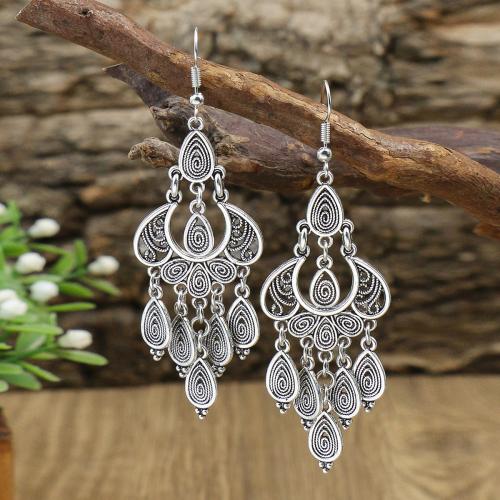 Zinc Alloy Drop Earrings fashion jewelry & for woman & hollow original color Sold By Pair