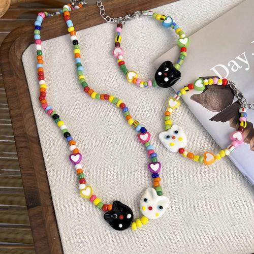 Resin Jewelry Sets, handmade, fashion jewelry & different styles for choice & for woman, more colors for choice, Necklace circumference: about 45-6cm; Bracelet circumference: about 16-5cm., Sold By PC
