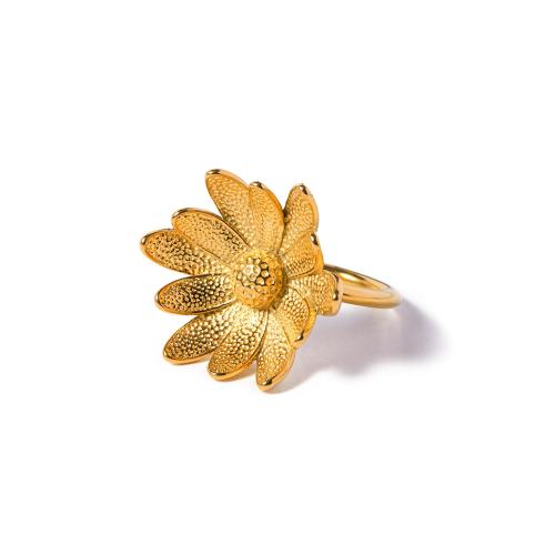 Rozsdamentes acél Finger Ring, 304 rozsdamentes acél, galvanizált, a nő, aranysárga, Méret:7, Által értékesített PC