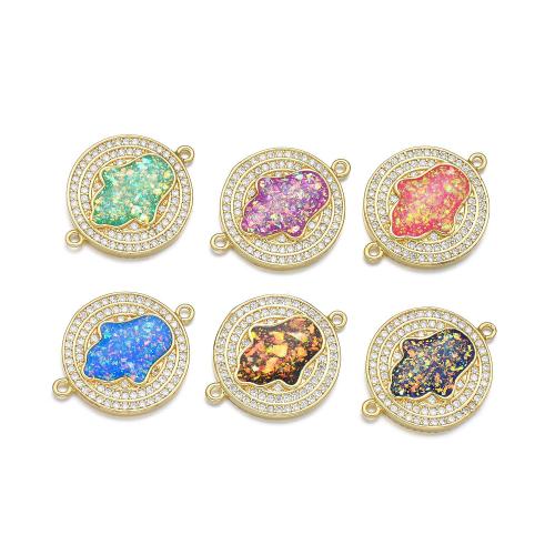 Cubic Zirconia Micro Pave Brass Connector with Opal plated DIY & micro pave cubic zirconia Sold By PC