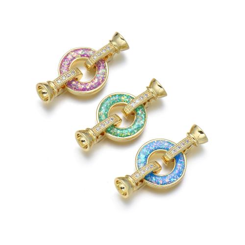 Brass Jewelry Clasps, with Opal, plated, DIY & micro pave cubic zirconia, more colors for choice, Sold By PC